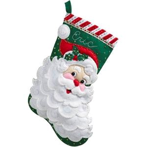 Picture of Bucilla Jolly Saint Nick Stocking Felt Applique Kit-18" Long