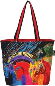 Picture of Laurel Burch Shoulder Tote Zipper Top 19"X7"X15"-Wild Horses Of Fire