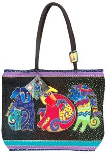 Picture of Laurel Burch Shoulder Tote Zipper Top 18"X5"X15"-Dogs & Doggies