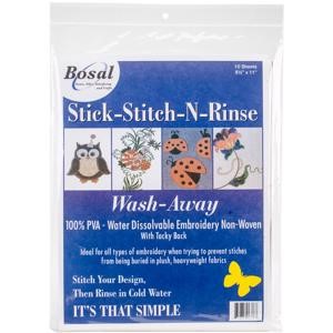 Picture of Bosal Stick-Stitch-N-Rinse Wash-Away Stabilizer 10/Pkg-8.5"X11"