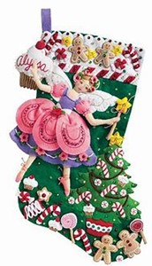 Picture of Bucilla Sugar Plum Fairy Stocking Felt Applique Kit-18" Long