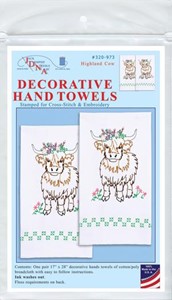 Picture of Jack Dempsey Stamped Decorative Hand Towel Pair 17"X28"-Highland Cow