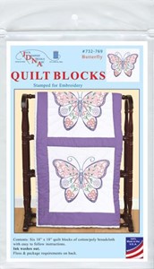 Picture of Jack Dempsey Stamped White Quilt Blocks 18"X18" 6/Pkg-Butterfly