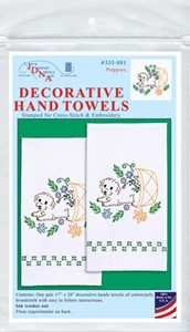 Picture of Jack Dempsey Stamped Decorative Hand Towel Pair 17"X28"-Puppies