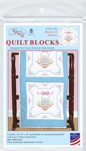 Picture of Jack Dempsey Stamped White Quilt Blocks 18"X18" 6/Pkg-Basket Of Daisies