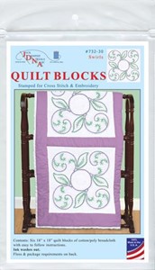 Picture of Jack Dempsey Stamped White Quilt Blocks 18"X18" 6/Pkg-Swirls