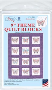 Picture of Jack Dempsey Themed Stamped White Quilt Blocks 9"X9" 12/Pkg-Butterflies