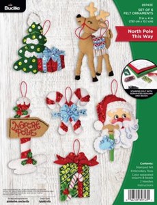 Picture of Bucilla Felt Ornaments Applique Kit Set Of 6-North Pole This Way