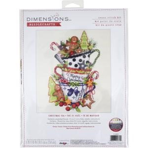 Picture of Dimensions Counted Cross Stitch Kit 8"X10"-Christmas Tea (14 Count)