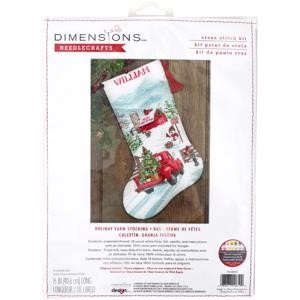 Picture of Dimensions Counted Cross Stitch Kit 16" Long-Holiday Farm Stocking (14 Count)