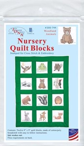 Picture of Jack Dempsey Stamped White Nursery Quilt Blocks 9"X9" 12/Pkg-Woodland Animals