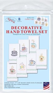 Picture of Jack Dempsey Stamped Decorative Hand Towels 17"X28" 7/Pkg-Coffee Cups